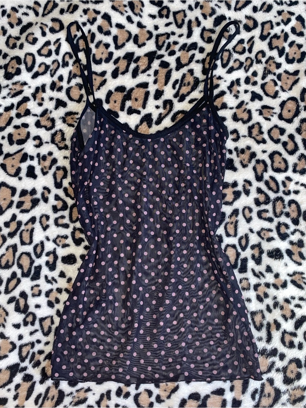 ♡ Black & Pink Polkadot Cami